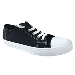 Low Top Canvas Sneakers Black White 9